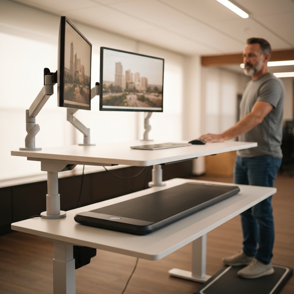Ergotron LX Dual Monitor Arm for walking treadmill desk ergonomic setup