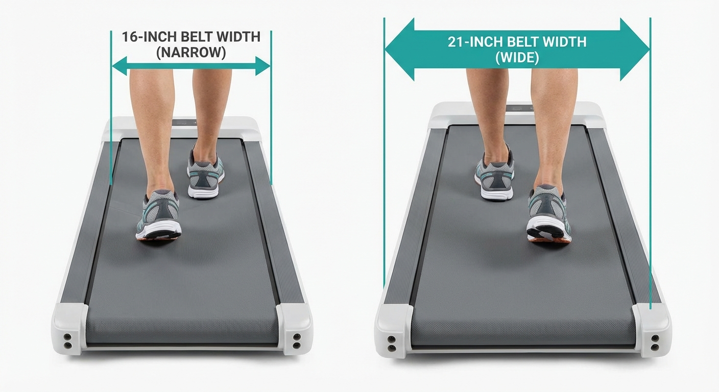 Walking pad belt width comparison — narrow vs wide