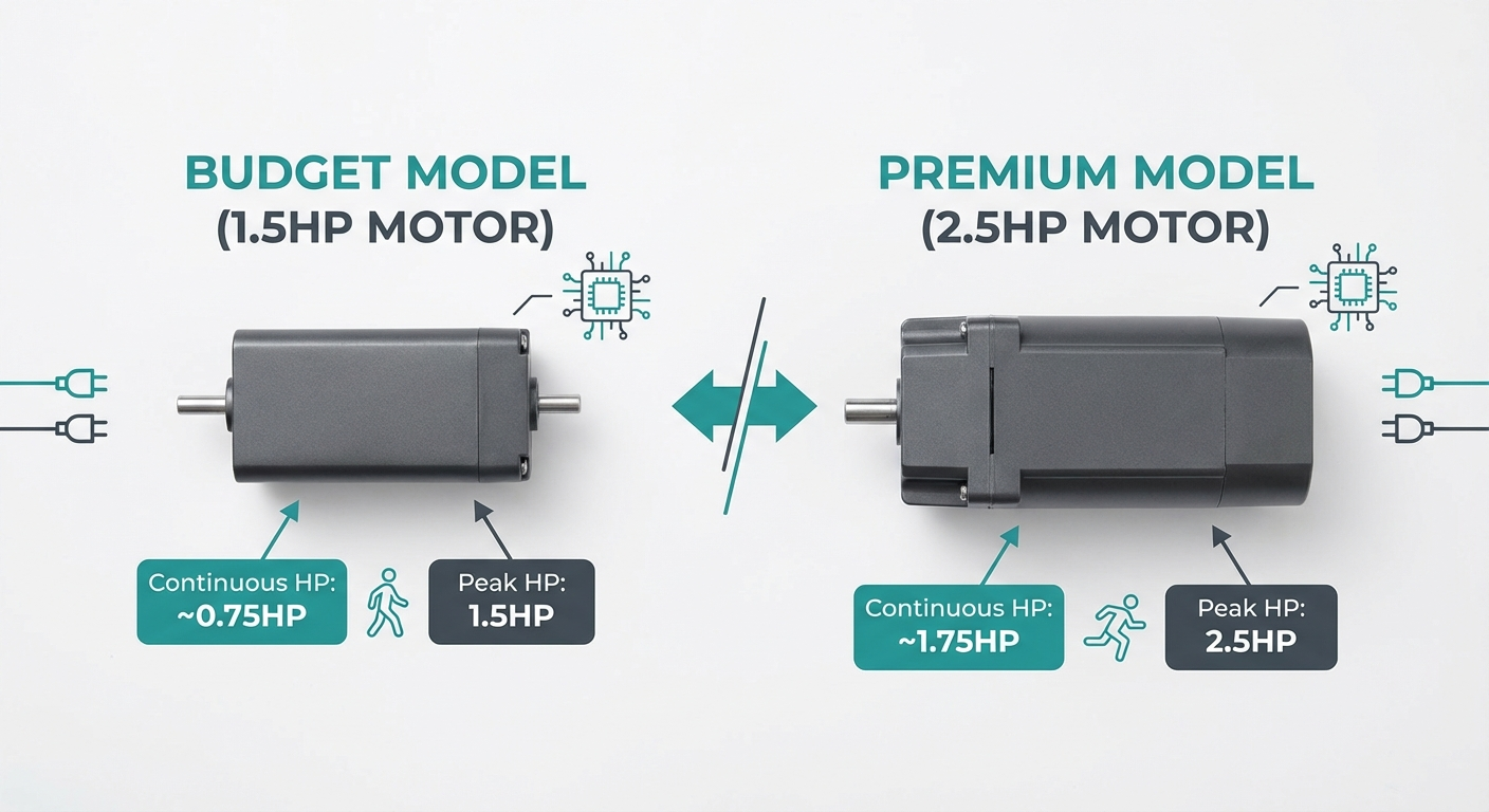 Walking pad motor and belt comparison diagram