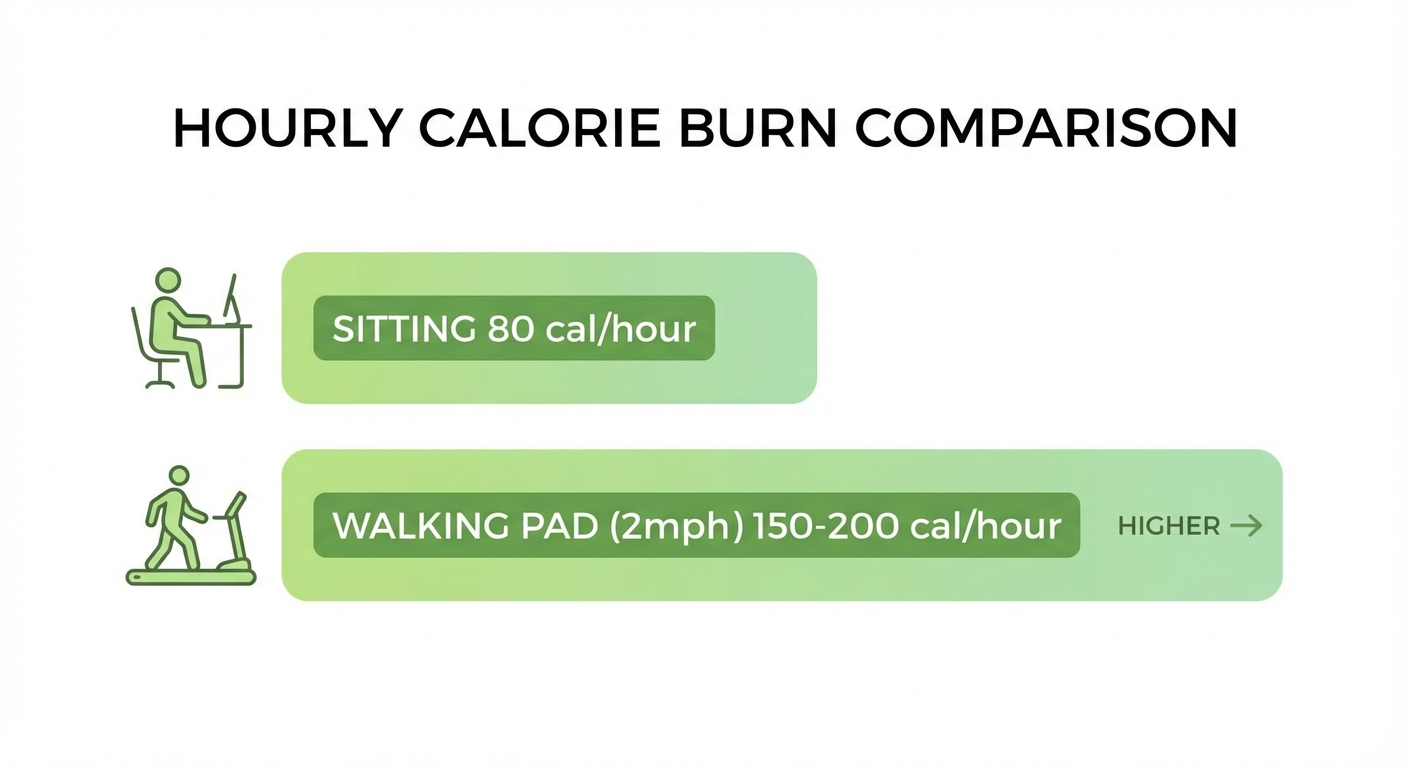Estimated calorie burn ranges for different desk-walking durations.